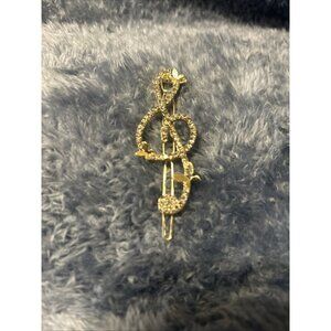 Metal Rhinestones Hair Elegant Clip Barrette Hairpin music note G Cleff 2”